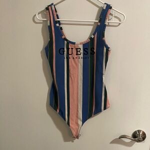 Guess Women's Striped Bodysuit in Blue, Pink, and Green